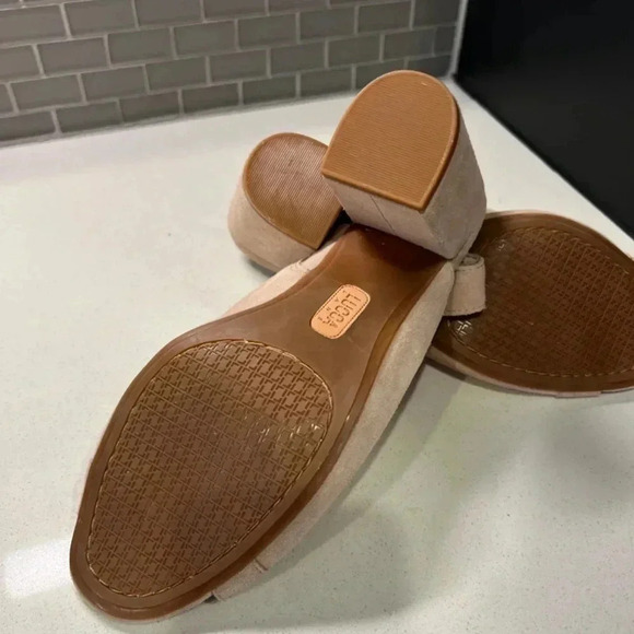 NEW sling-back open-toed Cream Faux Suede 3” block heel size 10 Lucca Lane shoes - Picture 8 of 9